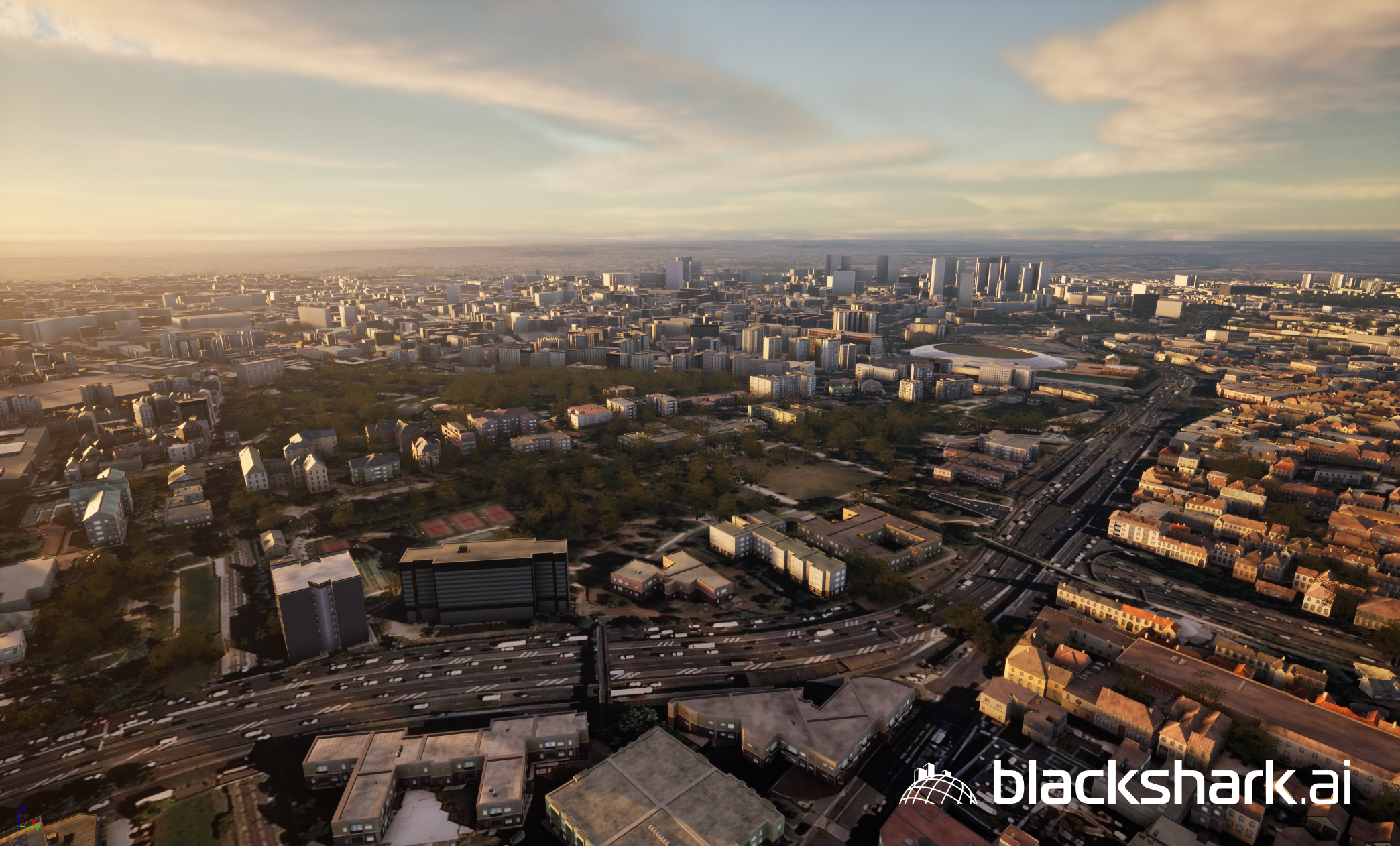 At its core, the Globe Plugin streams blackshark.ai’s SYNTH3D data in different LODs and contains 3D terrain, ground textures, buildings, infrastructure, and vegetation in an accurate, realistic, geo-typical, and regional-specific manner.