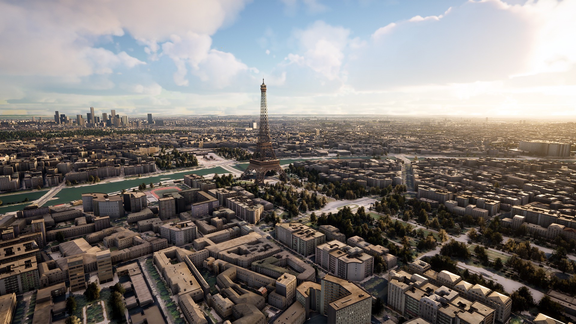 3D model of an area in Paris exported from SYNTH3D.
