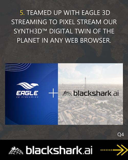 blackshark.ai and Eagle 3D Streaming pixel stream SYNTH3D planet digital twin in any web browser.
