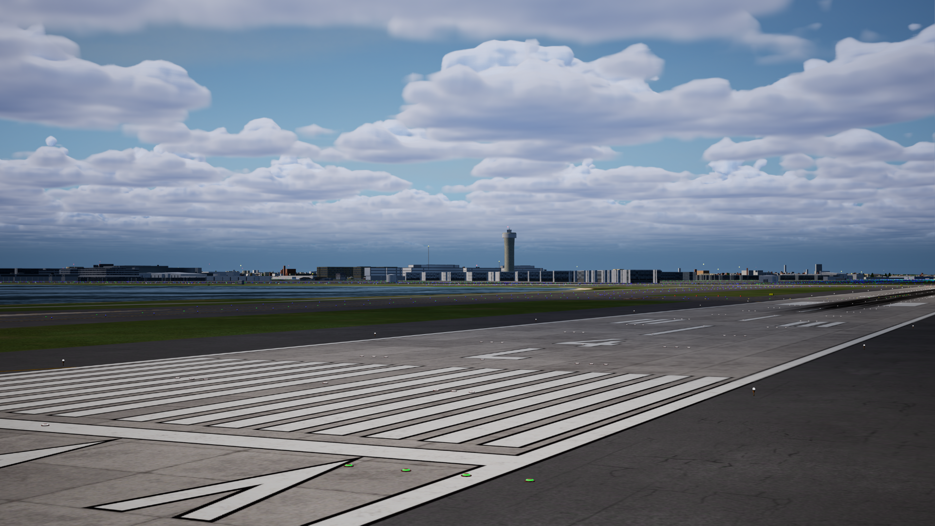 Ground-level details at JFK International Airport rendered in blackshark.ai Globe Plugin for Unreal Engine