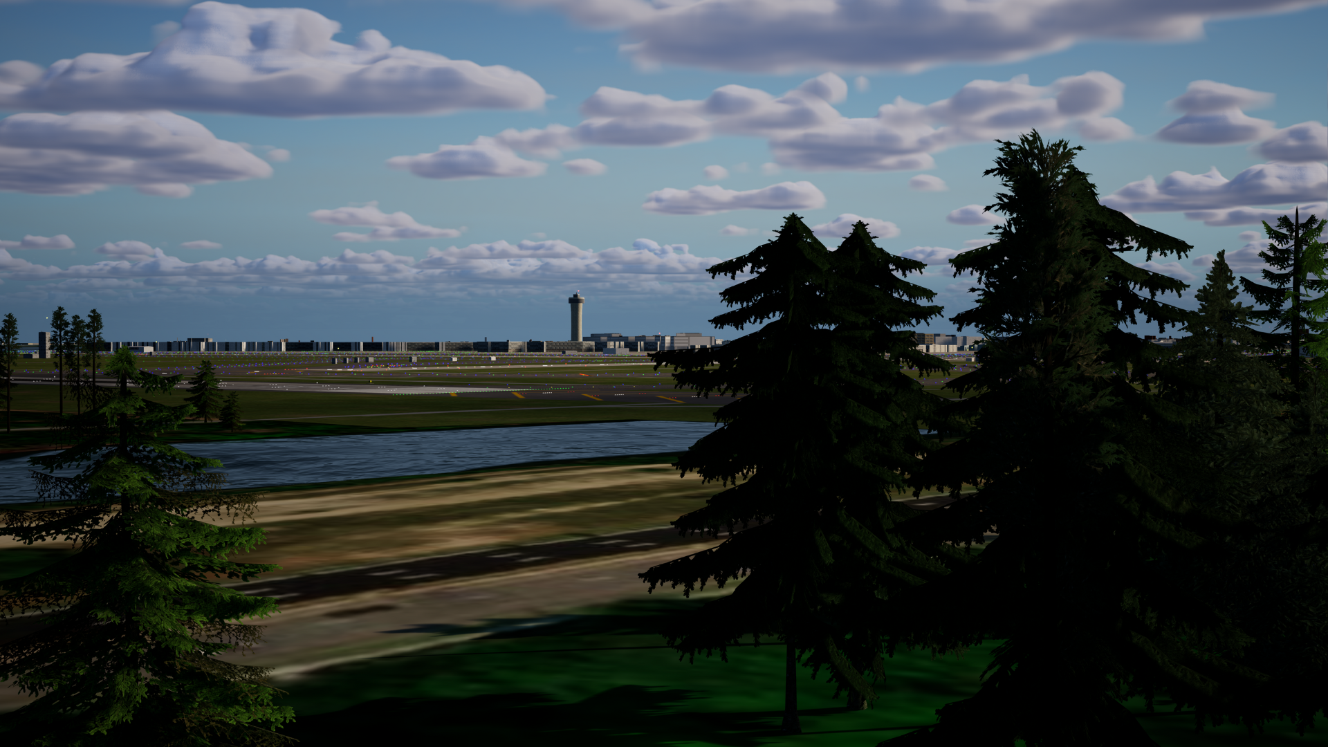 Surrounding area of JFK International Airport, New York rendered in blackshark.ai Globe Plugin for Unreal Engine.